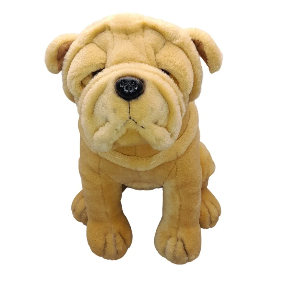 Market Identity Shar Pei Dog Plush Stuffed Animal Tan Wrinkled Puppy 10 Inch